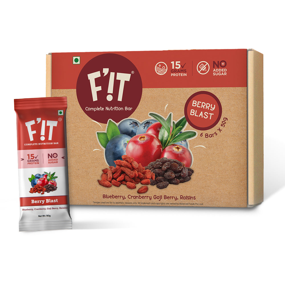 FiT Nutrition 15g Whey Protein Bar | Berry Blast | Pack of 6 x 50gm