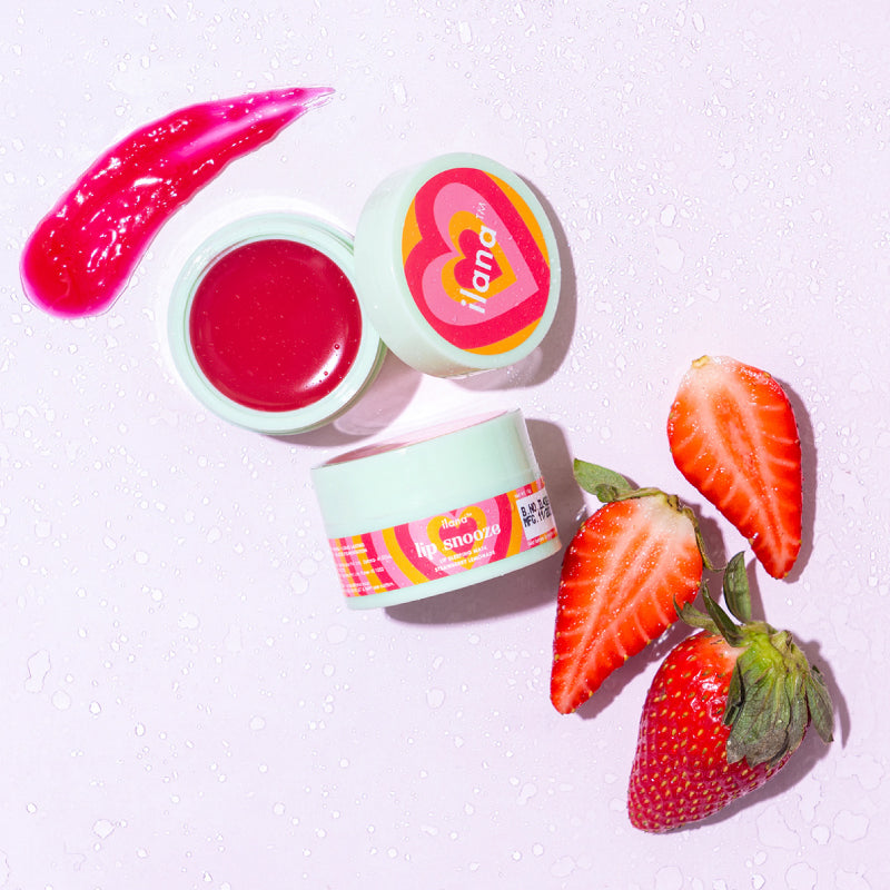 ilana - Lip Snooze - Overnight healing vegan lip sleeping mask for soft bright lips-Strawberry lemonade - 15gms