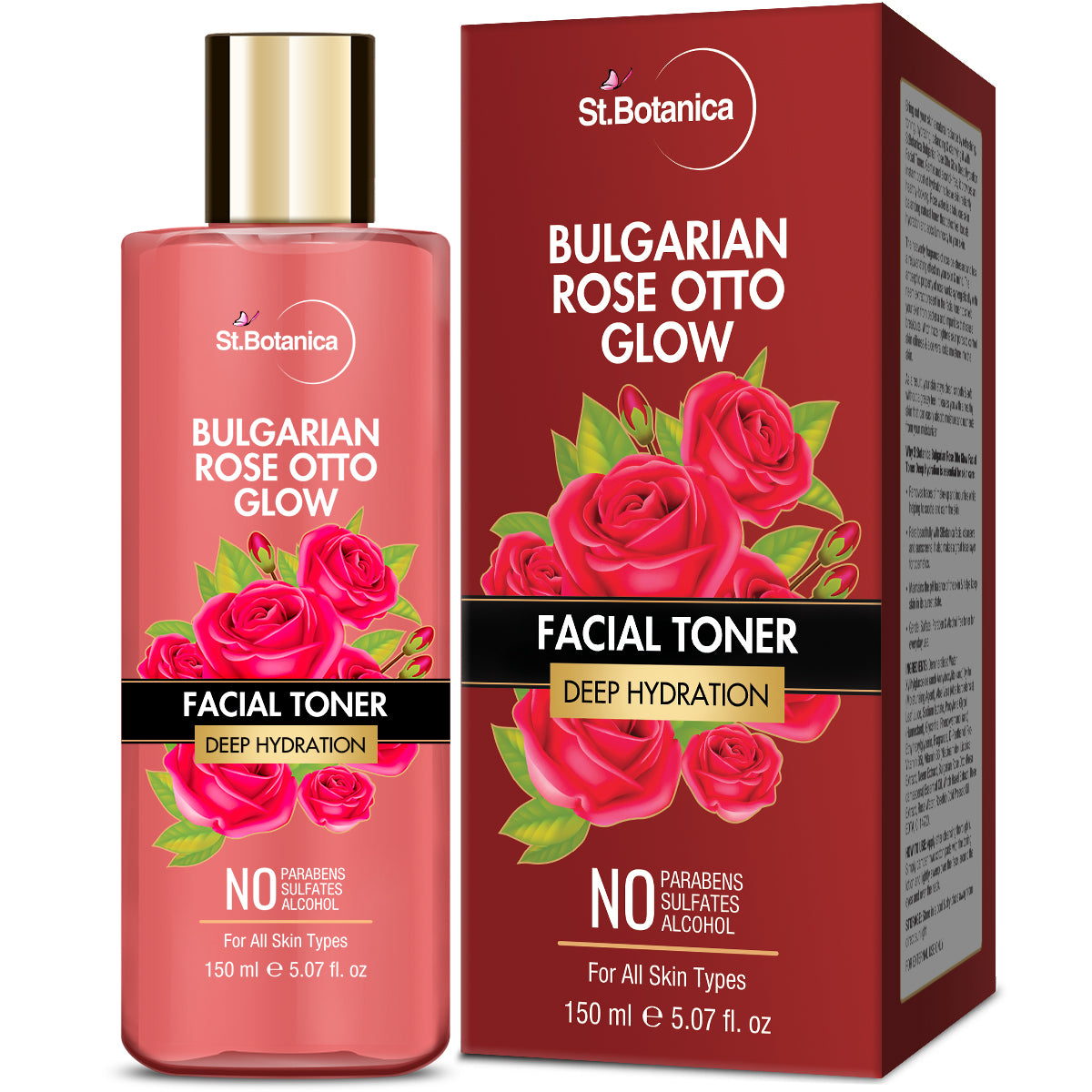 St.Botanica Bulgarian Rose Otto Glow Deep Hydration Facial Toner Deep Hydration No Paraben, Sls & Alcohol, 150 ml (STBOT680)