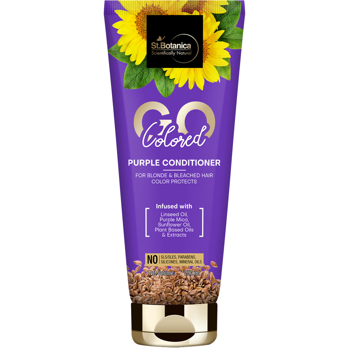 St.Botanica GO Colored Purple Hair Conditioner - With Linseed, Purple Mica, Sunflower Oil, No SLS/Sulphate, Paraben, Silicones, Colors, 200ml
