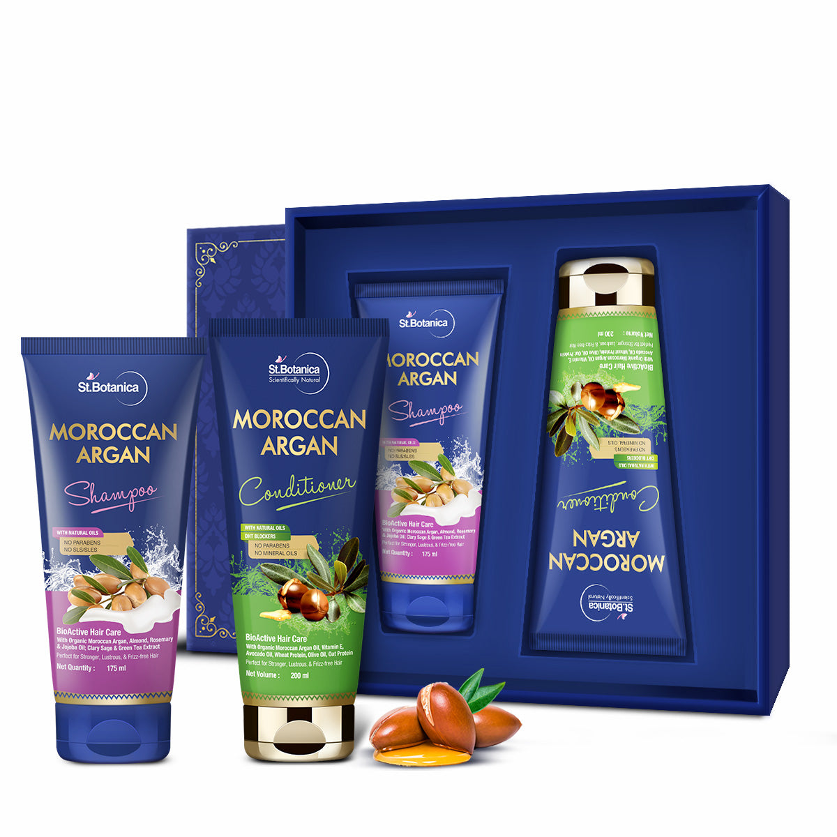 St.Botanica Moroccan Argan Hair Care Kit | Shampoo (175ml) + Conditioner (200ml) | Deeply Nourishes