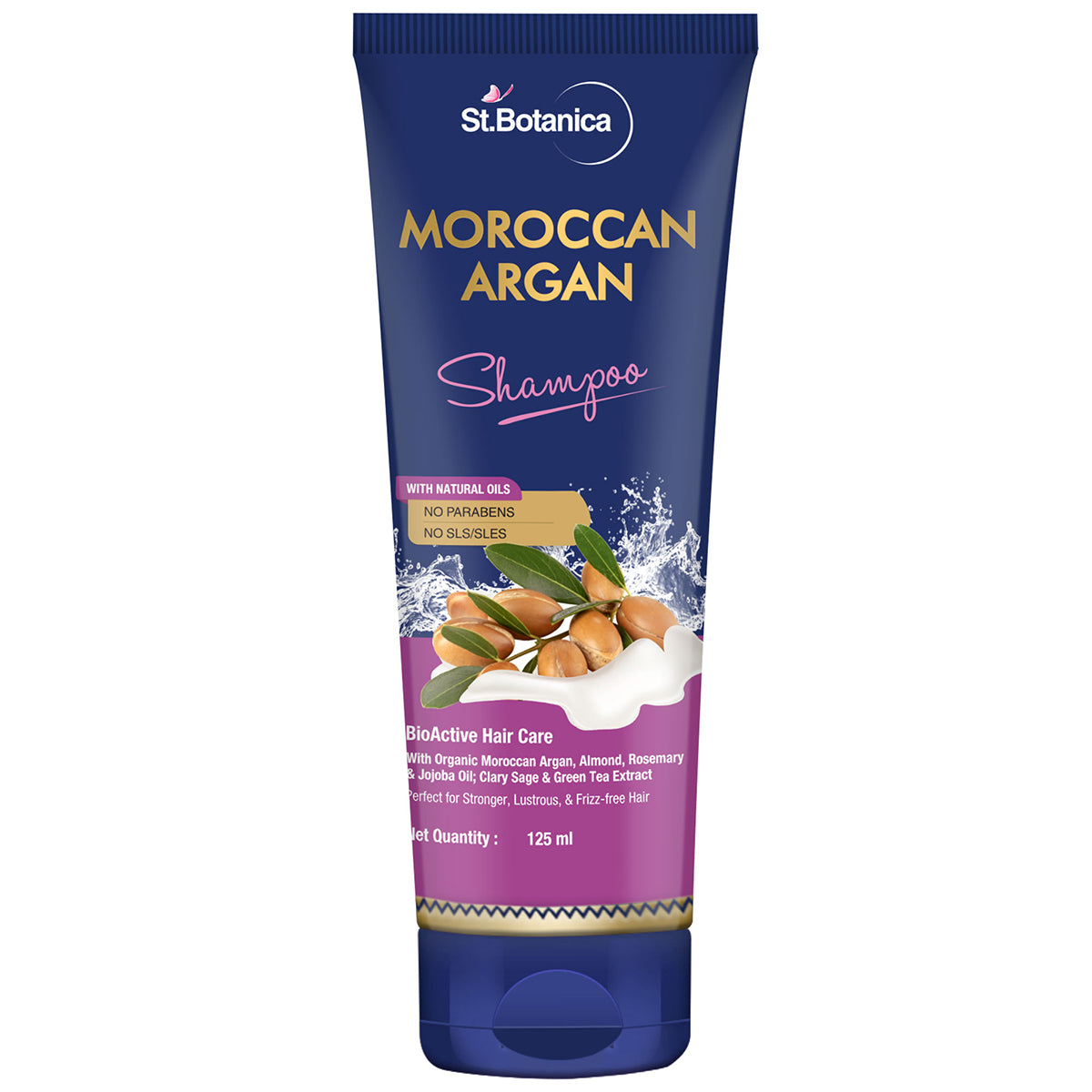 St.Botanica Moroccan Argan Hair Shampoo, 125ml with Moroccan Argan Oil to Nourish Dull & Dry Hair | Cruelty Free & Vegan | Paraben Free | No SLS/SLES