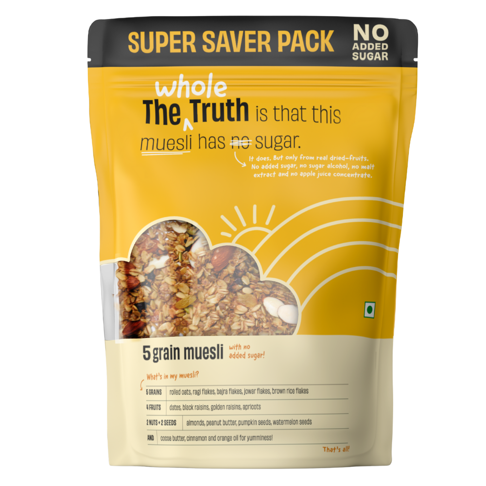 The Whole Truth - | Breakfast Muesli | 5 Grain Muesli | Vegan | Dairy-free | No Artificial Sweeteners | No Added Flavours | No Gluten or Soy | Nutritious Snack
