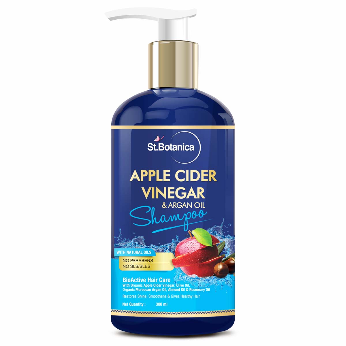 St.Botanica Apple Cider Vinegar & Organic Argan Oil Hair Shampoo - 300ml - No Sulphate, No Parabens, No Silicon