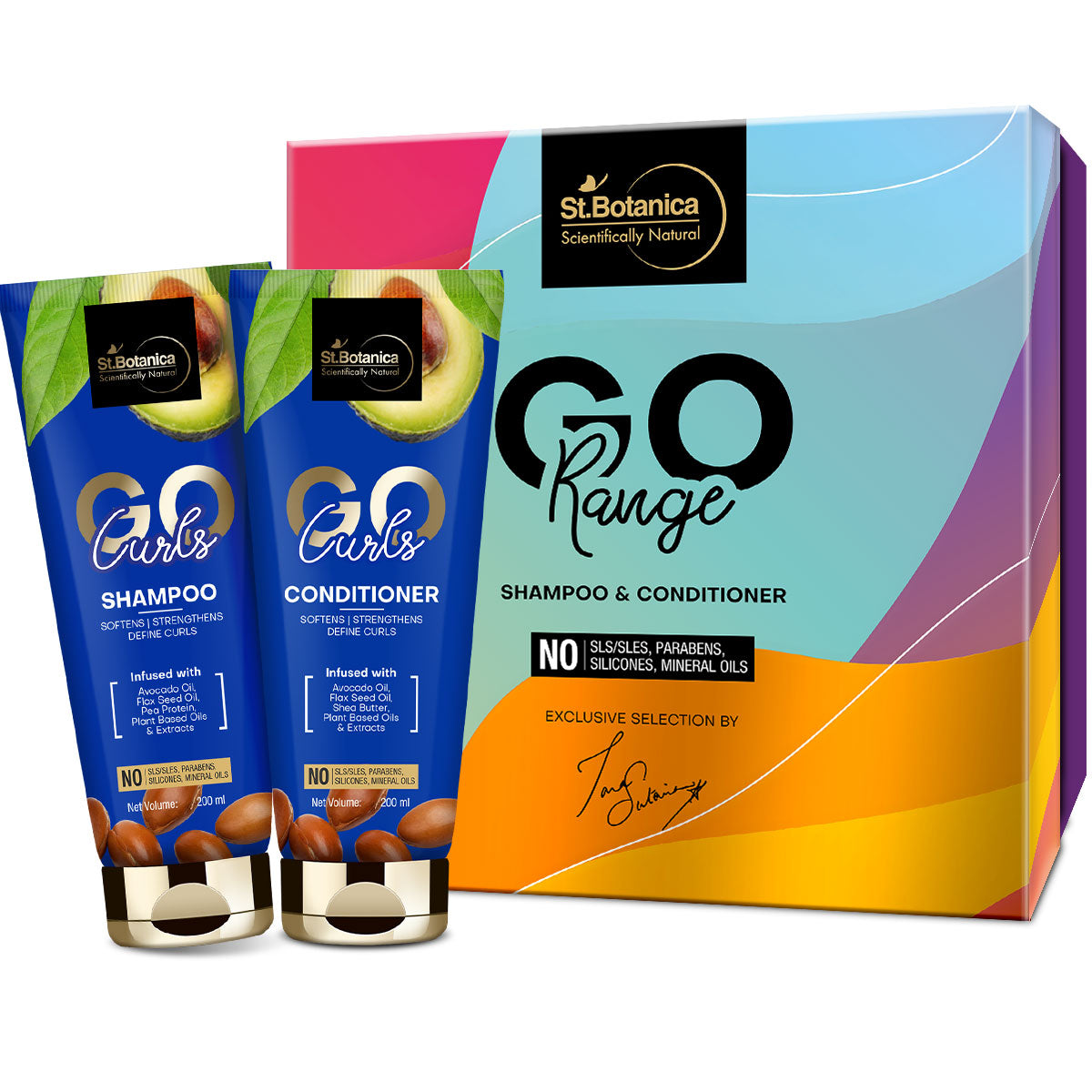 St.Botanica Go Curl Shampoo + Conditioner For Curly Hair, 200ml Each, No SLS/Sulphate, Paraben, Silicones, Colors