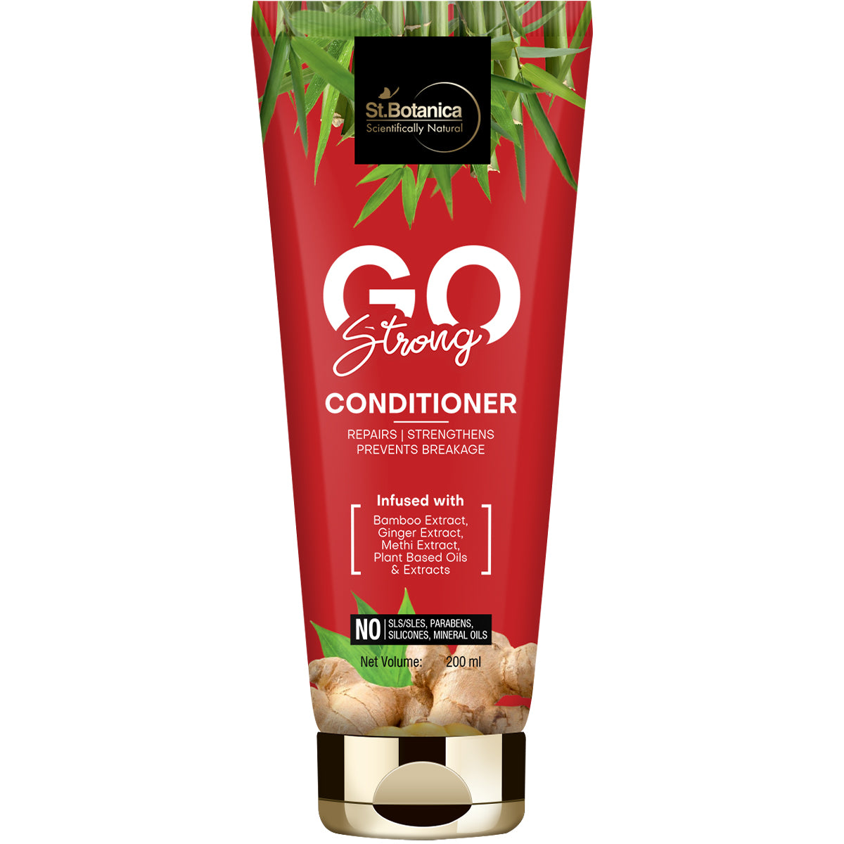 St.Botanica Go Strong Hair Conditioner - With Bamboo Extract, Ginger Extract, Methi Extract, No Sls/ Sulphate, Paraben, Silicones, Colors, 200 ml