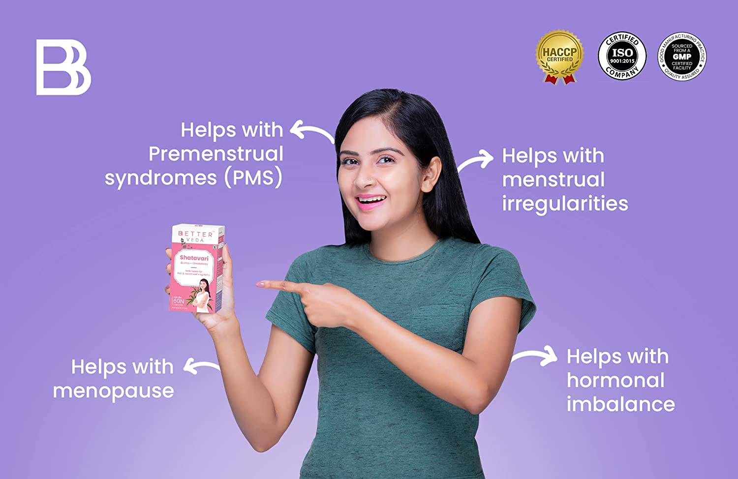 BBetter Shatavari Supplement for Women | For PCOS, PCOD, PMS I 60 Veg Capsules