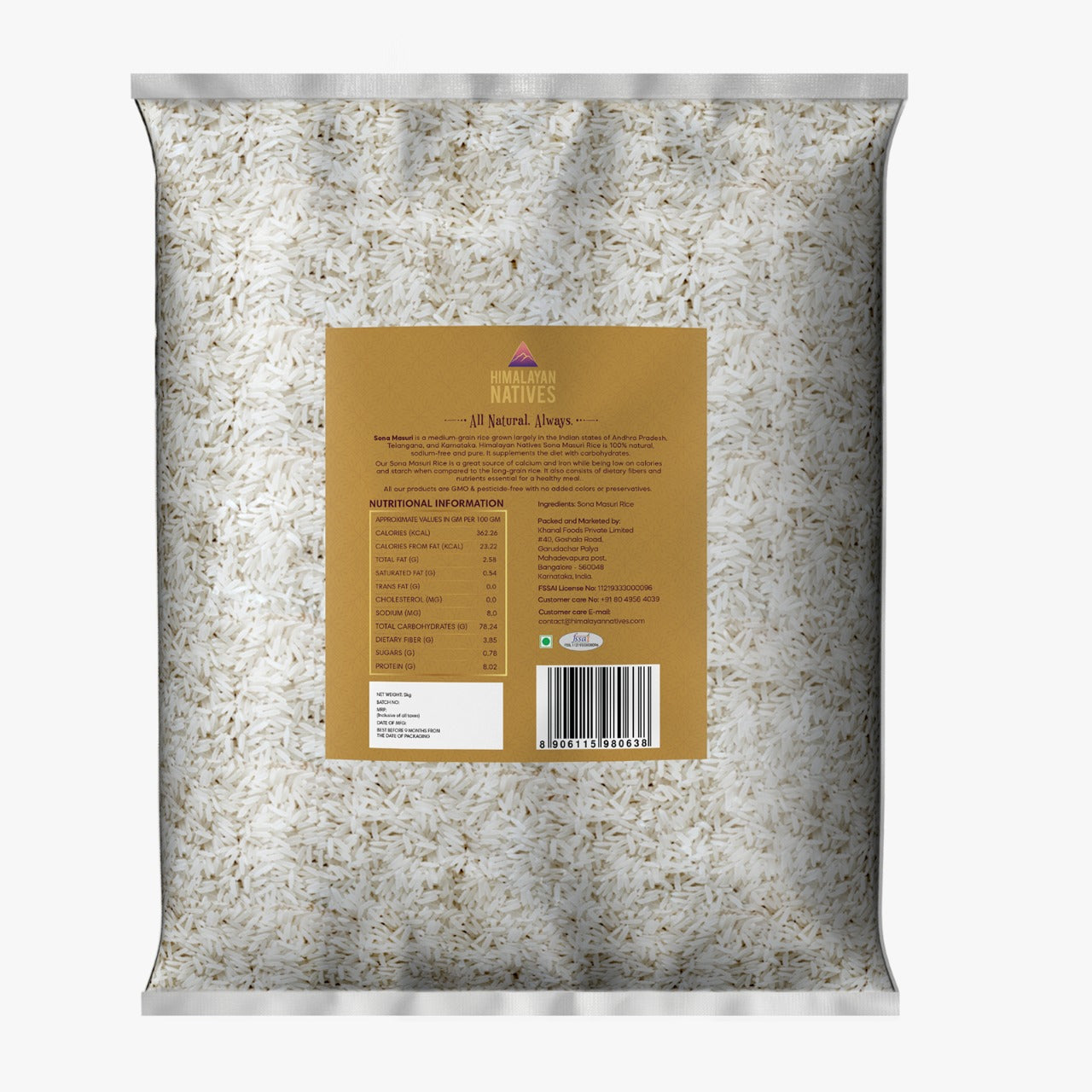 Himalayan Native Premium Sona Masuri White Rice | 5KG