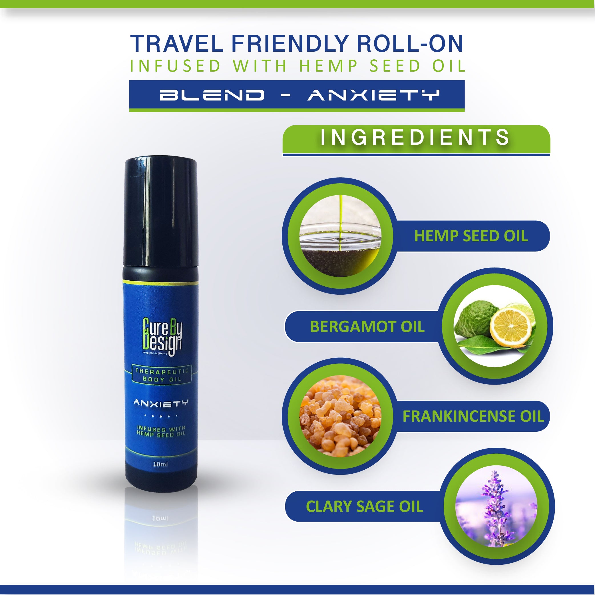 Cure By Design Therapeutic Healing Roll on - Anxiety 10 ml