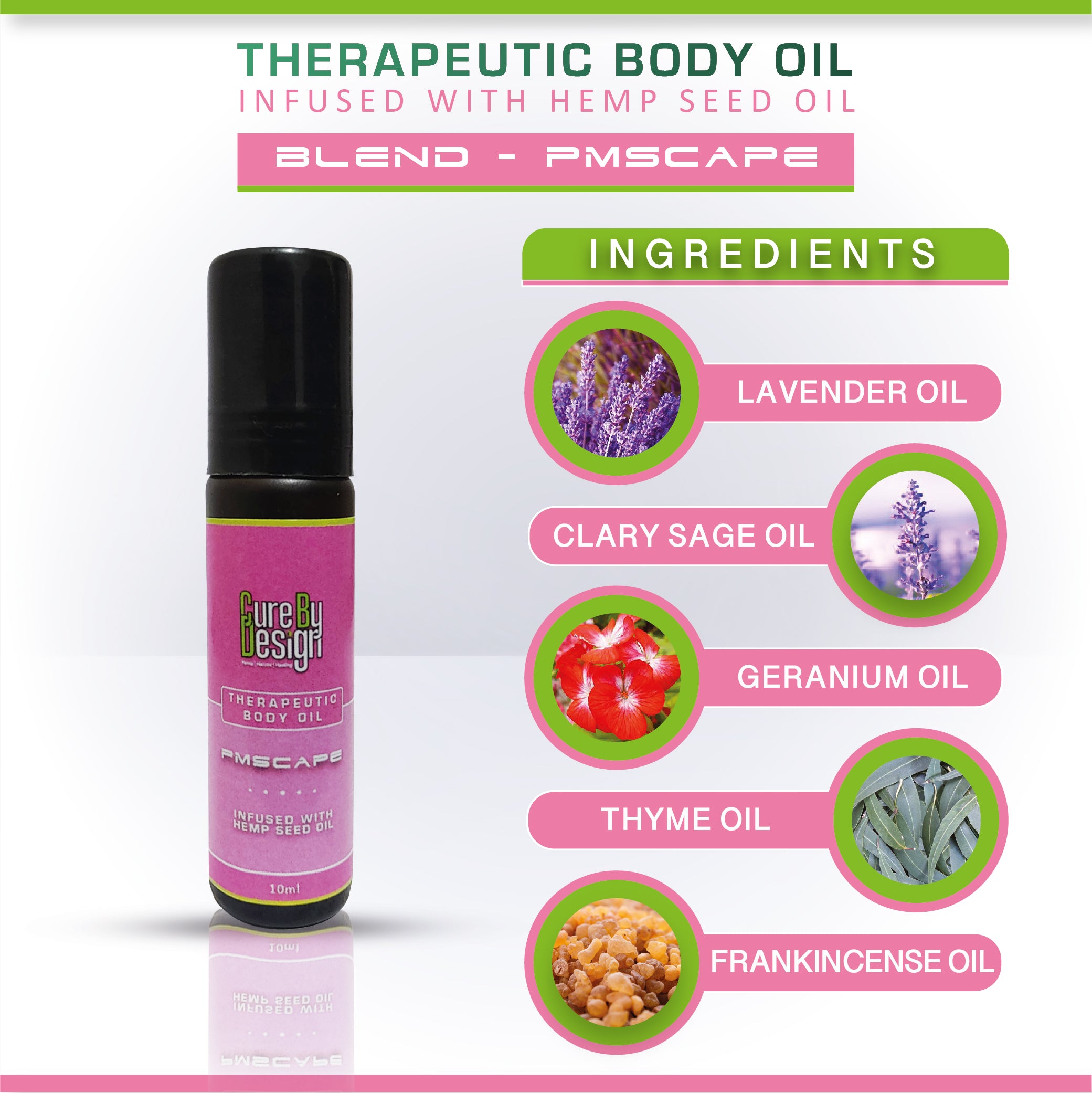 Cure By Design Therapeutic Healing  Roll on - PMScape 10 ml