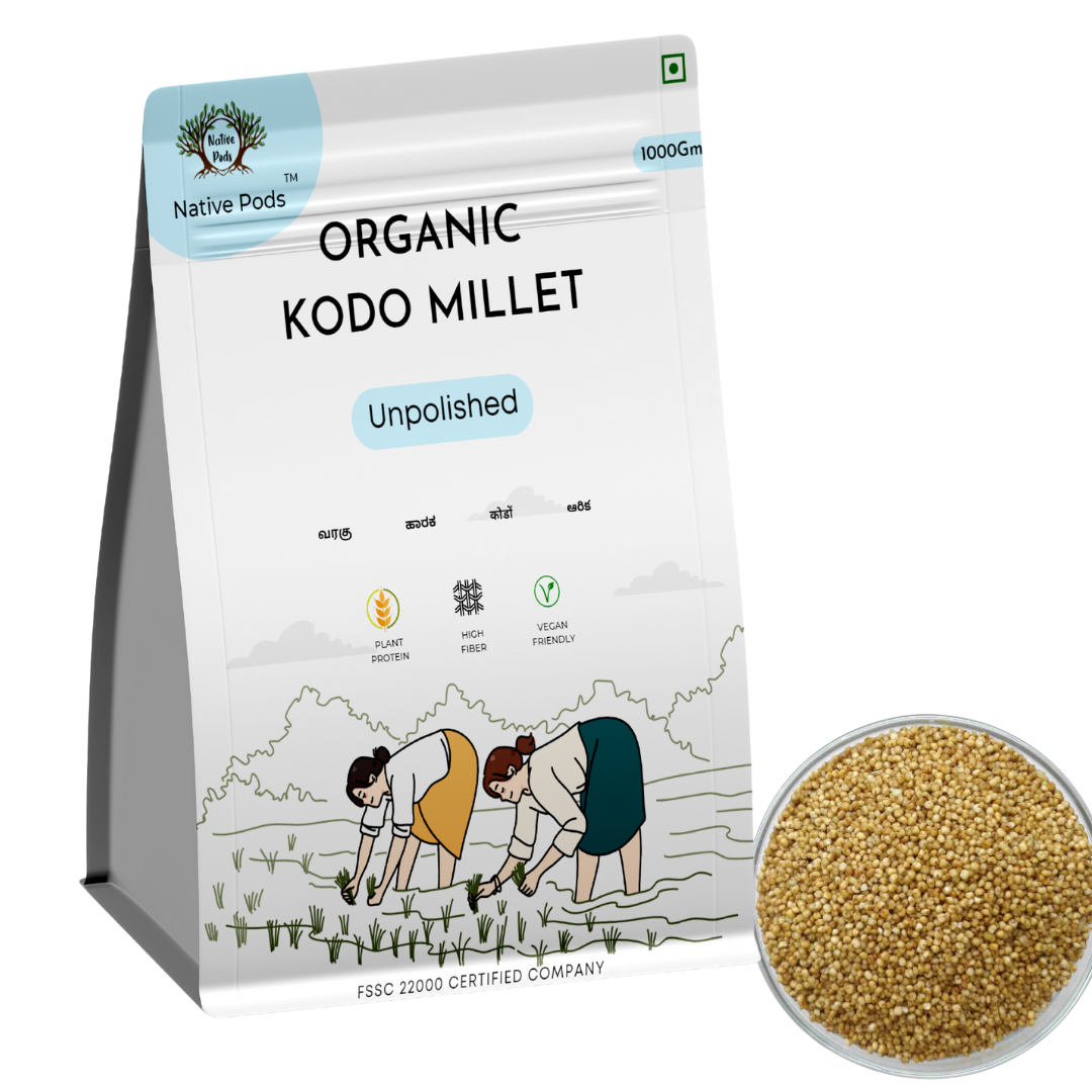 Native Pods Kodo Millet | Varagu | Harka | Arikelu | Unpolished, Natural, Organic, Gluten free
