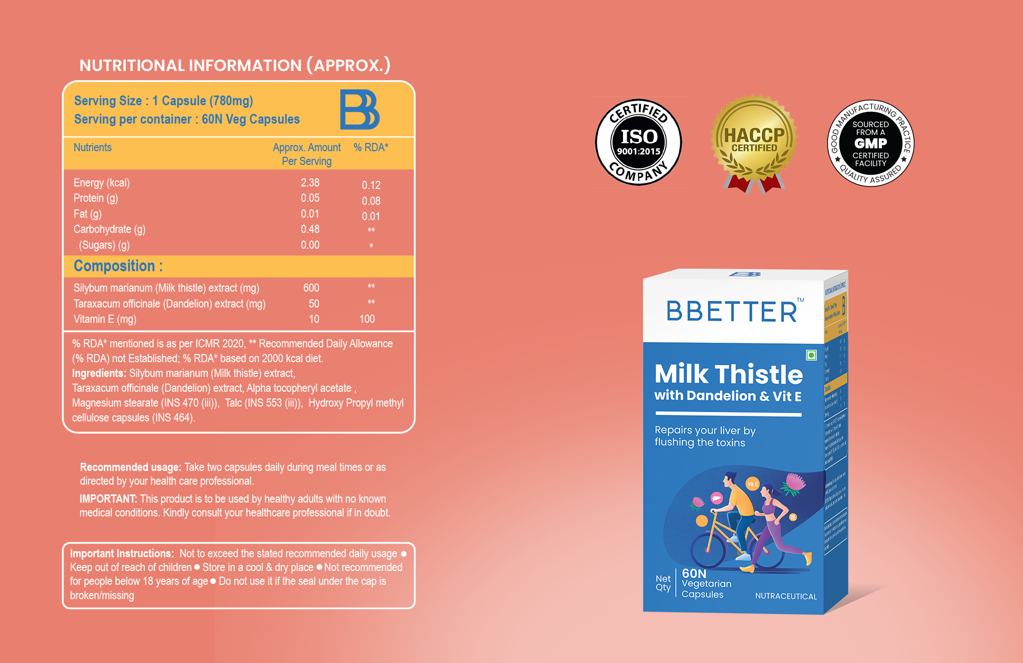 BBetter Milk Thistle Supplement I Liver Detox  I 60 Veg Capsules