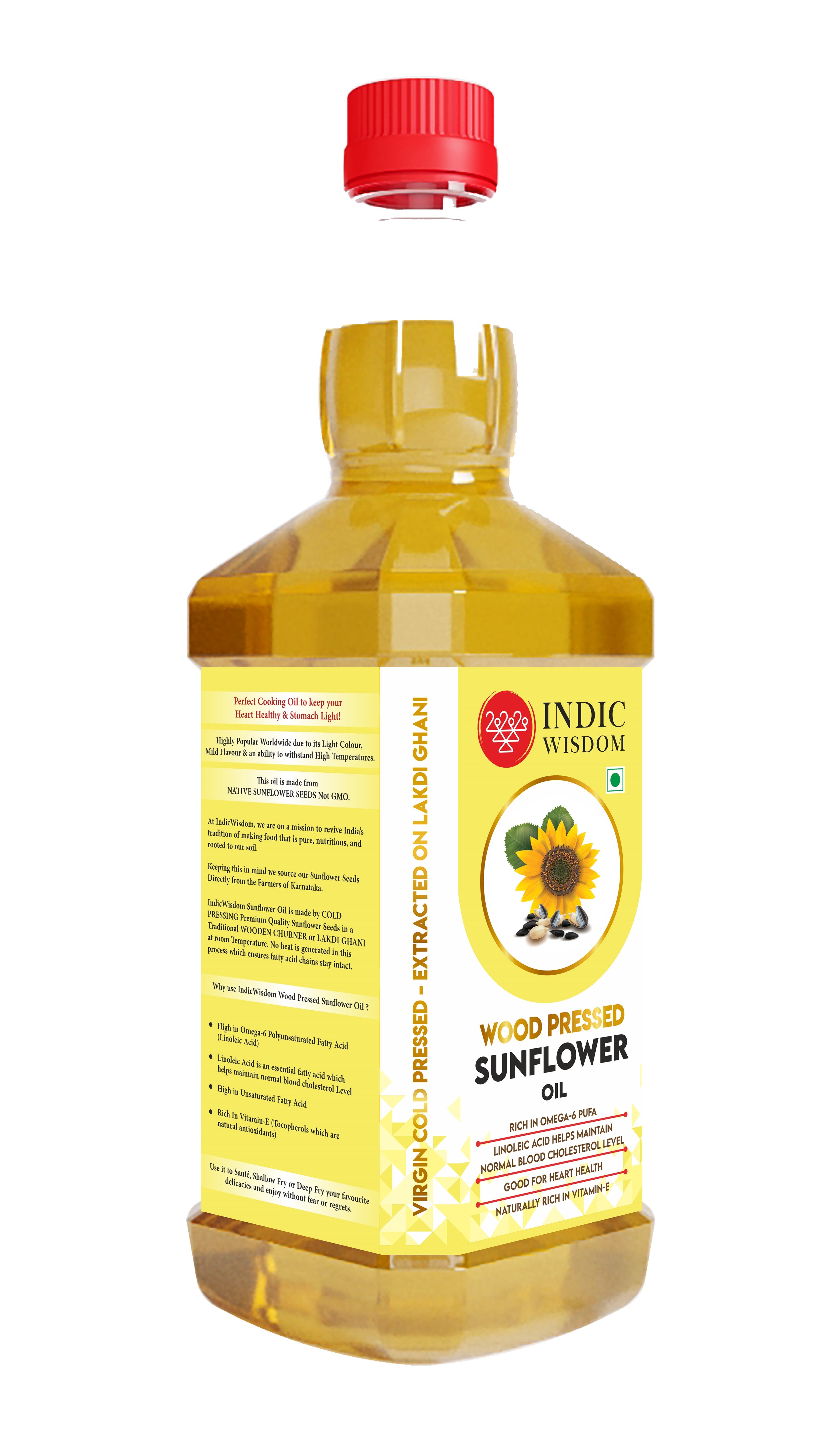 Indic Wisdom Sunflower Oil I Wood Pressed I Cold Pressed I 1 Ltr.