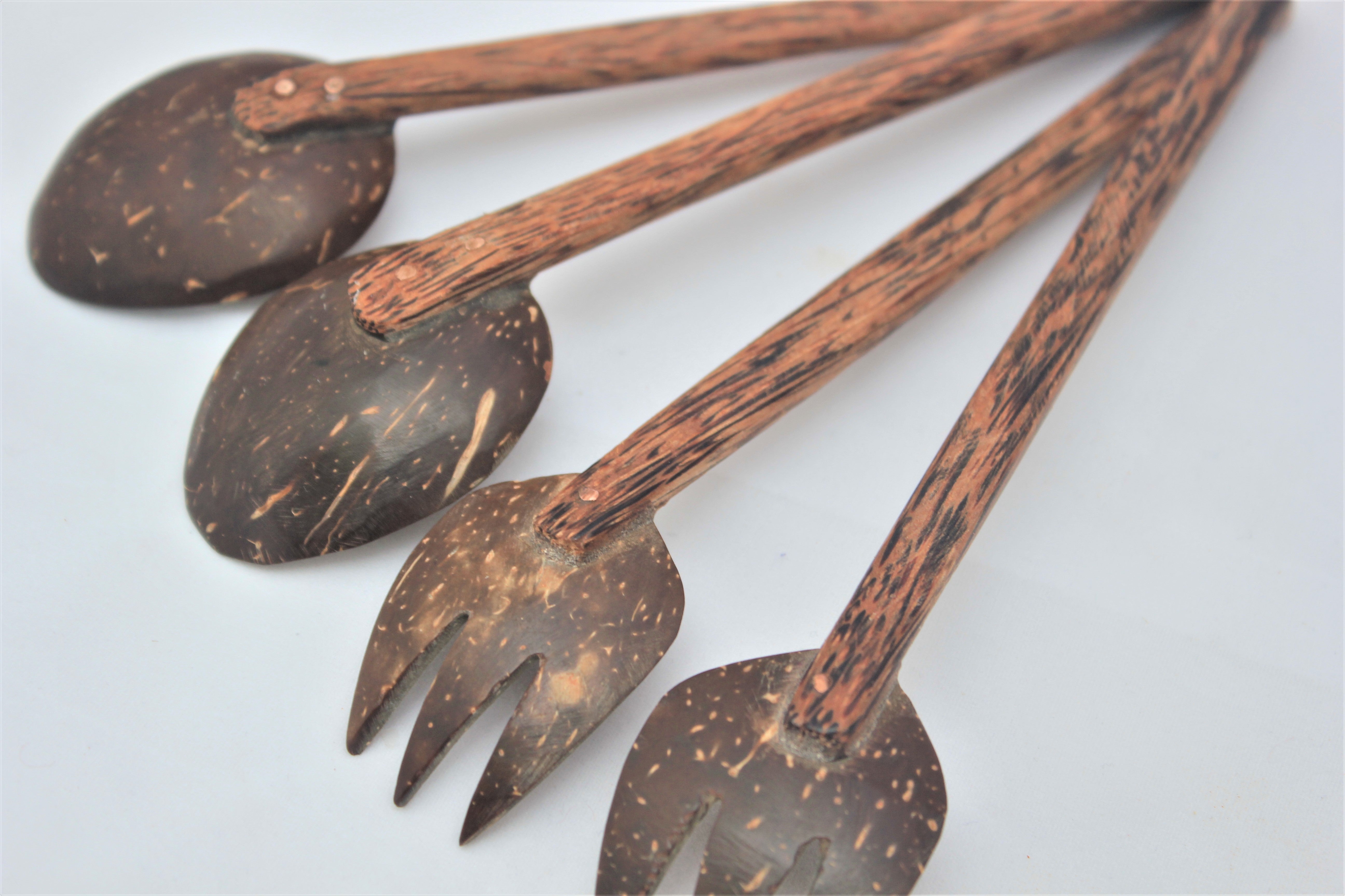 Thenga Coconut Shell Spoon & Fork (Set of 2) | Eco Friendly, Natural & Handmade
