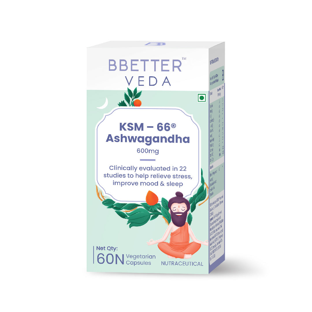 BBetter Ashwagandha Powder Capsules I 600mg I Relieves Stress & Improves Sleep I 60 capsules