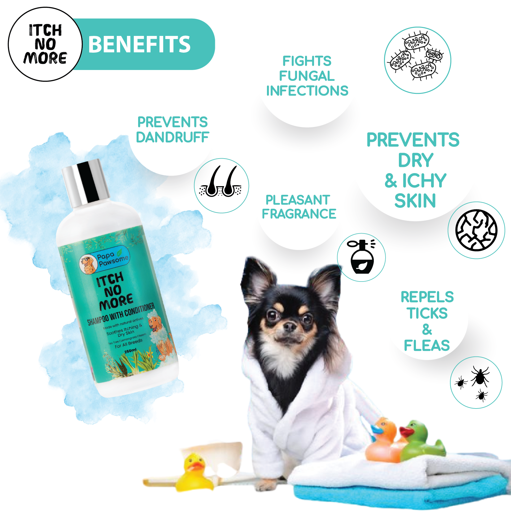 Papa Pawsome Itch No More Shampoo with Conditioner for Dog I 250 ml
