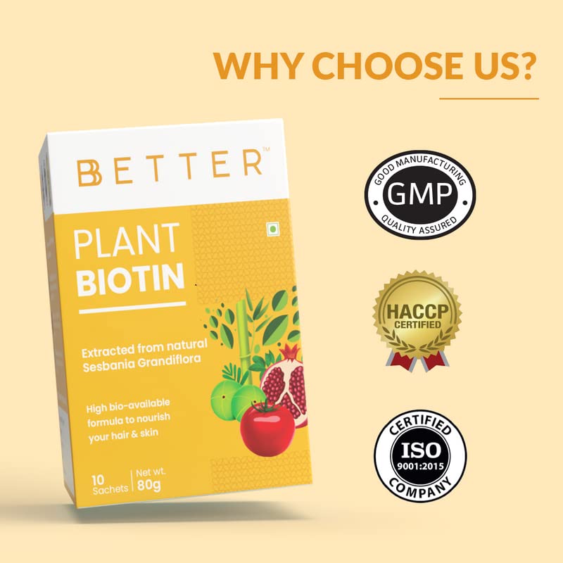 BBetter Plant Biotin Supplement I For Hair & Skin I 10 Sachets