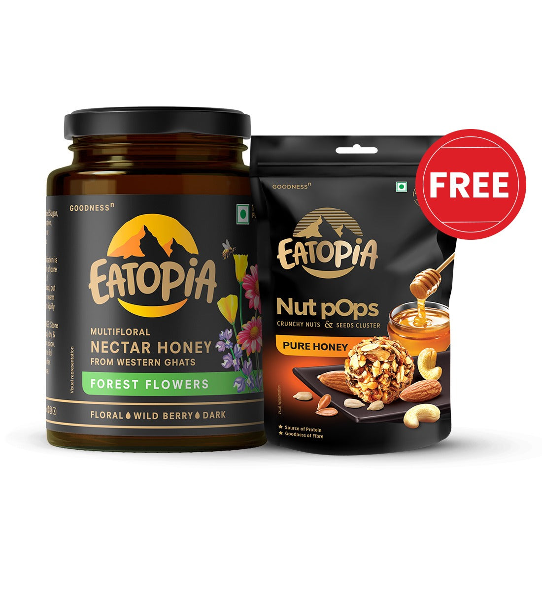 Eatopia Forest flower Honey -500g + Nut pops -50g (free)