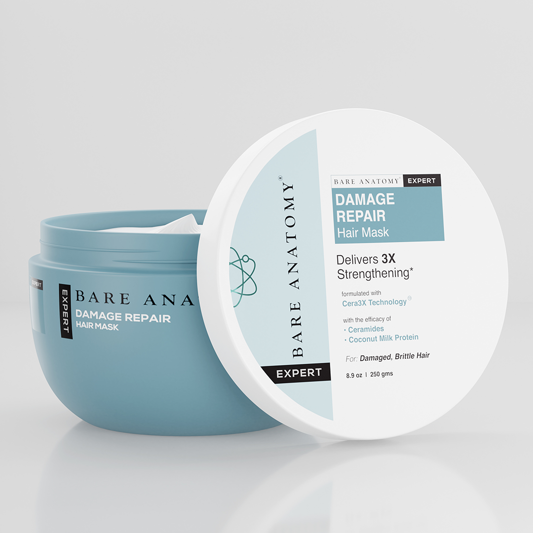 Bare Anatomy Damage Repair Hair Mask with Ceramide A2 and Coconut Milk Protein, Prevents Hair Fall due to Breakage, for Damaged, Brittle, Weak Hair, Repairs and Strengthens Hair up to 3x, For Men and Women, 250 gm