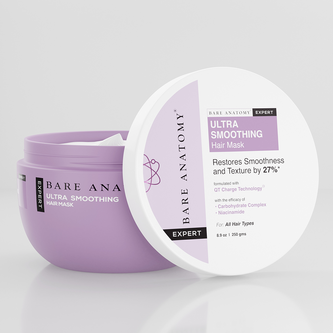 Bare Anatomy Ultra Smoothing Hair Mask with Niacinamide, Protects against UVA and UVB Rays, Smoothens, Thickens, Repairs & Strengthens Hair, For Men and Women, For Dry, Coarse, Unmanageable Damaged Hair, 250 gm