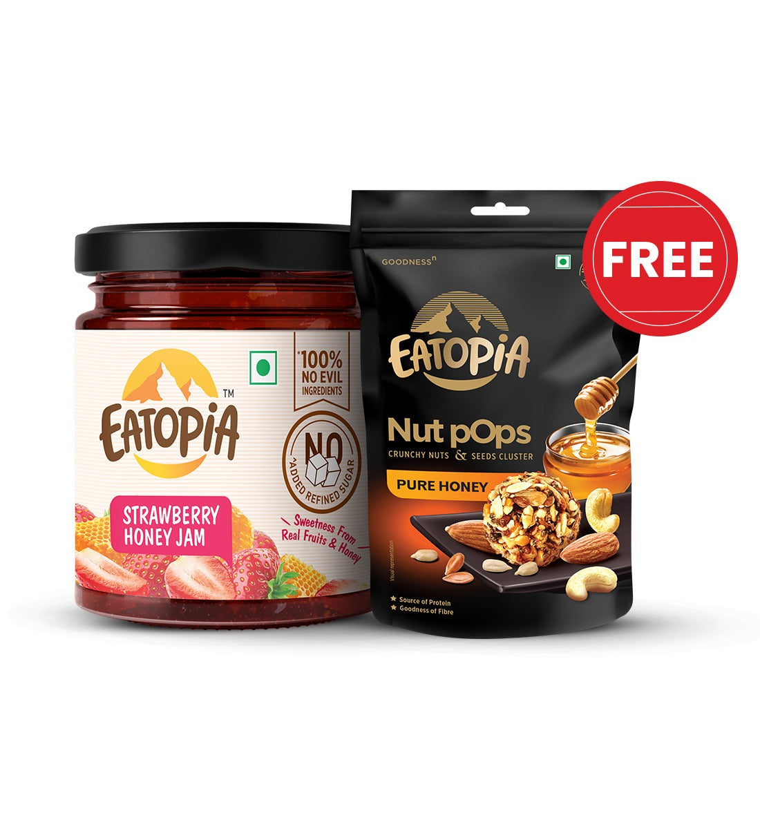 Eatopia Strawberry honey jam + Nut pops -50g (free)