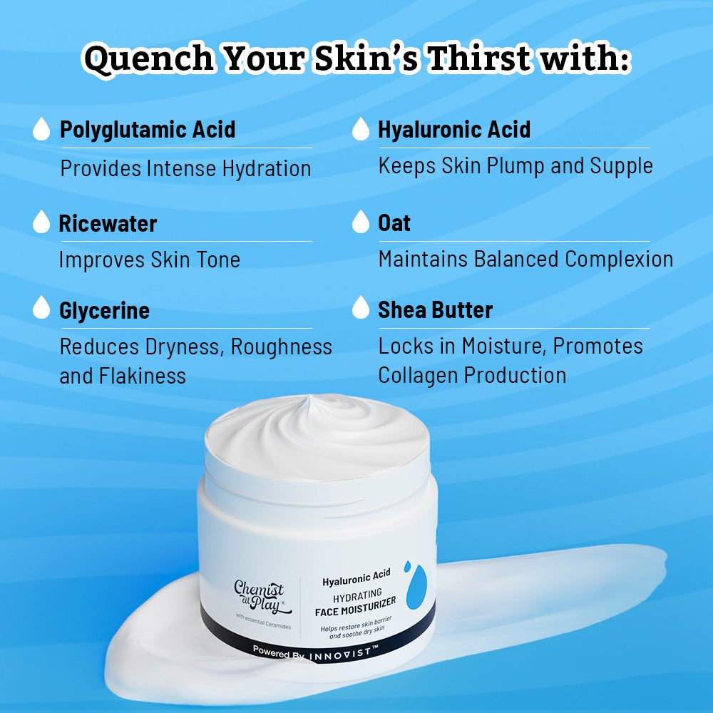 Chemist at Play Hydrating Face Moisturiser| Polyglutamic Acid | Intense Hydration & Moisturisation | Mineral Oil & Silicone Free | 50 gm