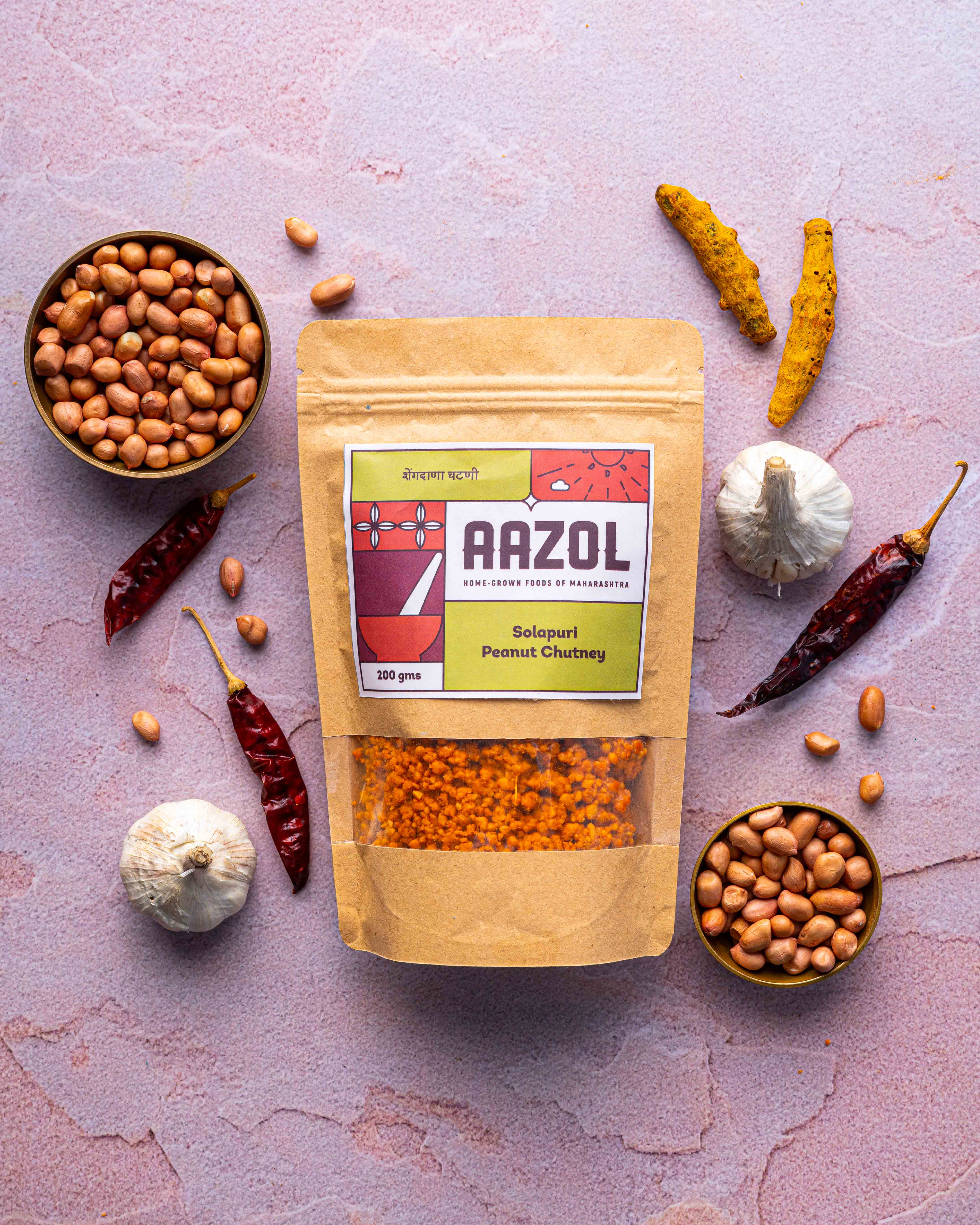 Aazol Solapuri Peanut Chutney - 200gms (Pack of 3)