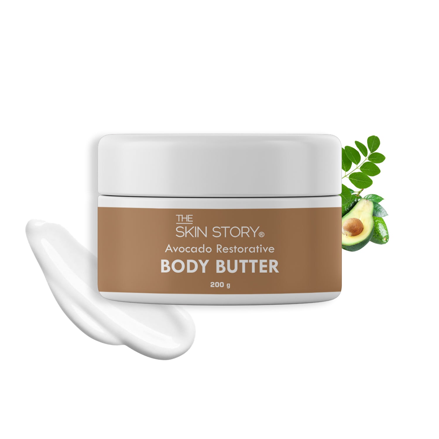 The Skin Story Deep Nourishing Body Butter | Fast Absorbing & Non Greasy | Enriched with Avocado & Moringa Oil | For Dry Skin | 200gm