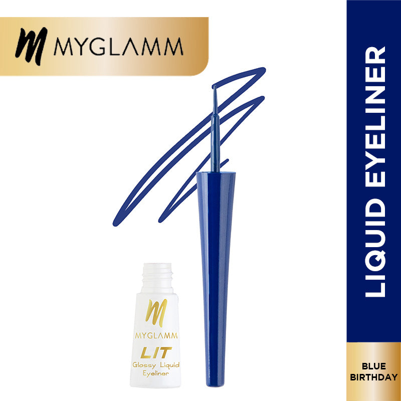 MyGlamm LIT Glossy Liquid Eyeliner-Blue Birthday-3.5ml