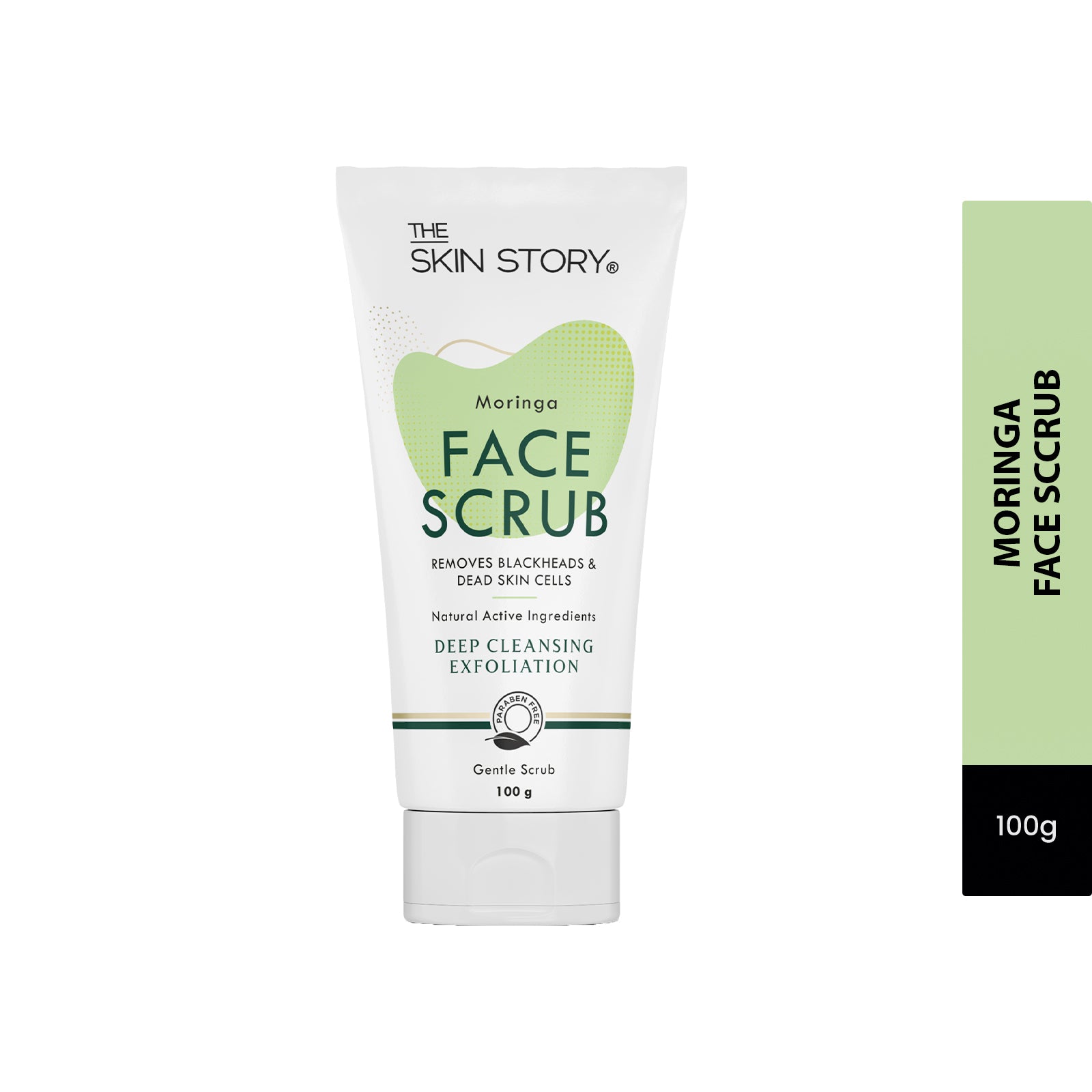 The Skin Story Exfoliating Gentle Face Scrub for Women| Blackhead & Tan Remover | Dead Skin Exfoliator for Glowing Skin | Sensitive & Normal Skin | Gentle Scrub | Moringa | 100g