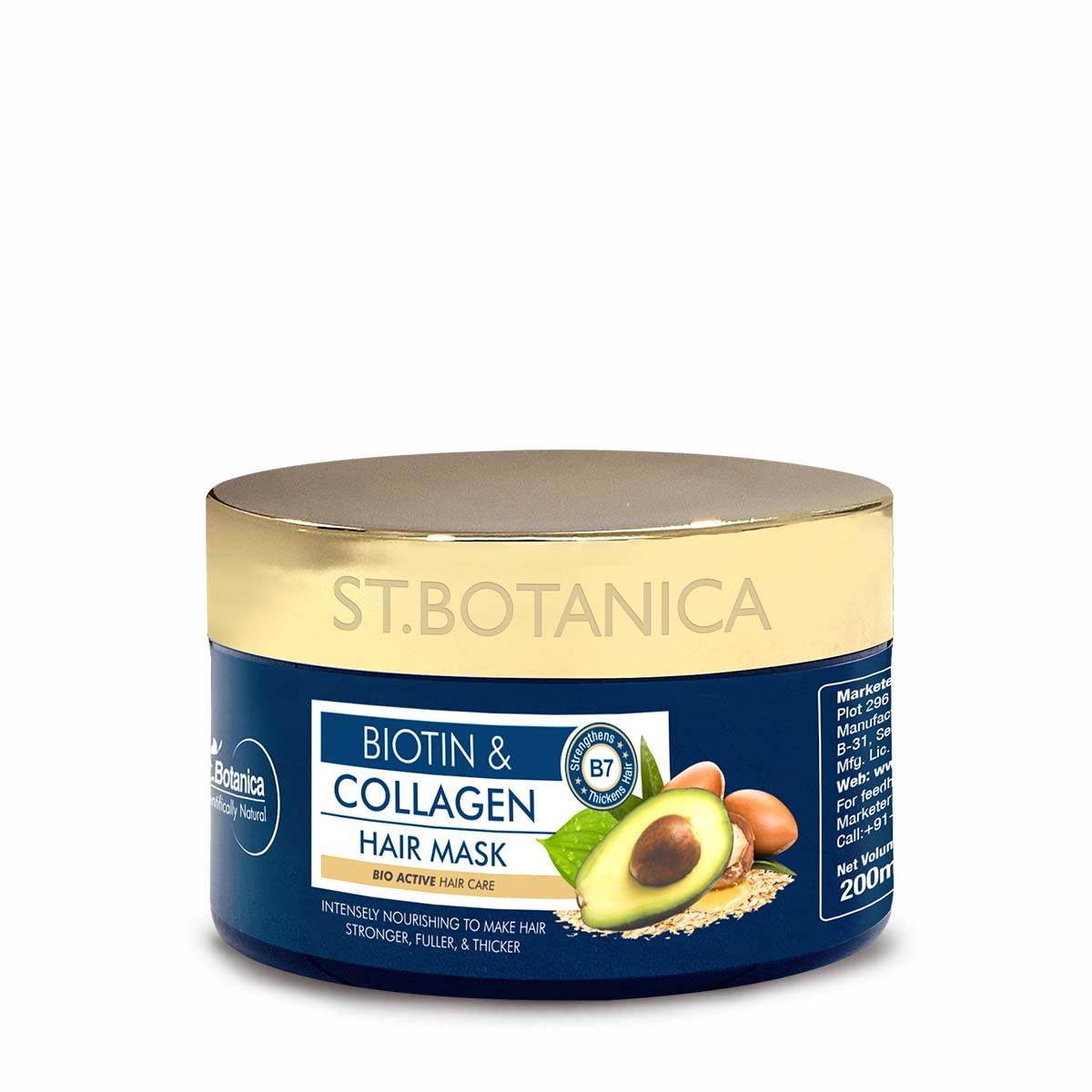 St.Botanica Biotin & Collagen Hair Mask - For Stronger, Fuller and Thicker Hair, 200 ml