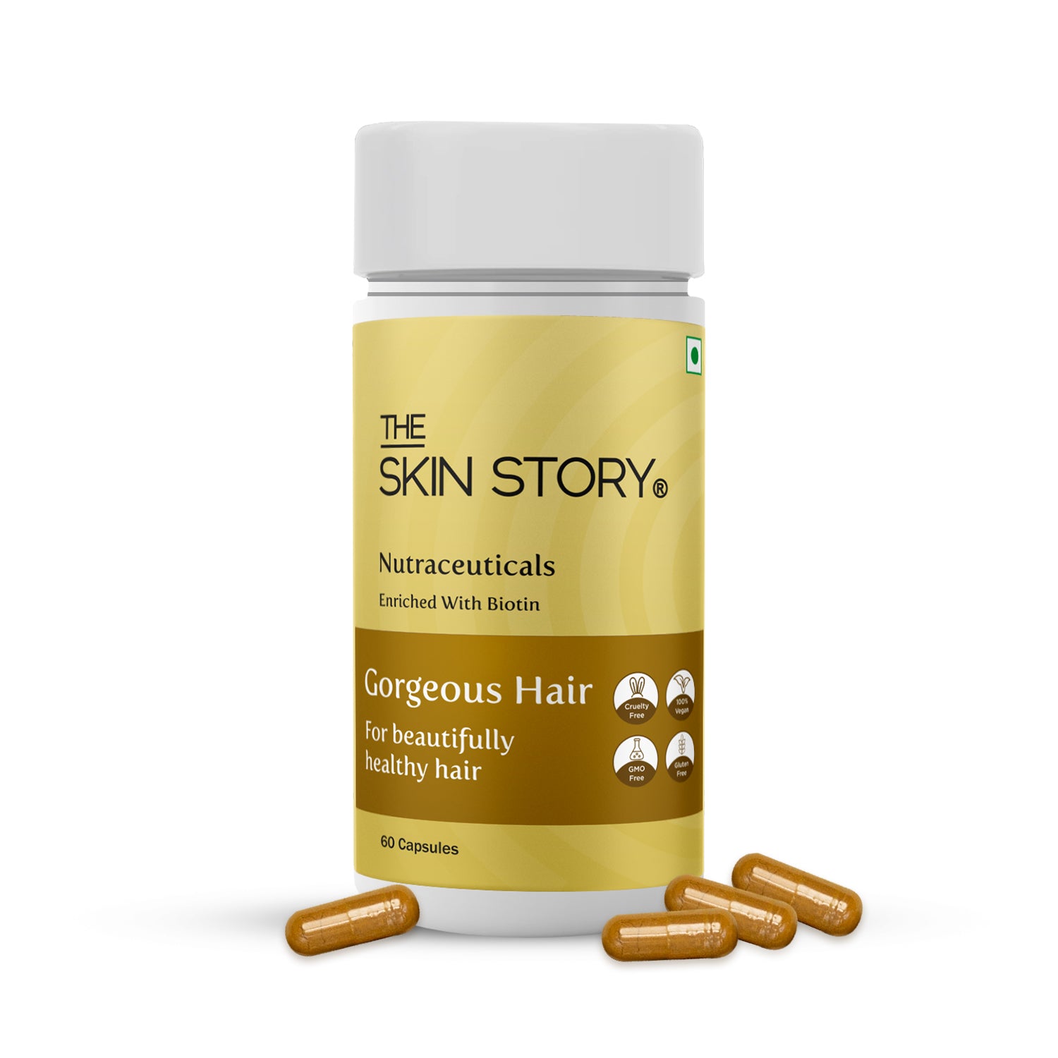 The Skin Story Gorgeous Hair | Multivitamin with Green Tea Extract | Strong and Long Hair | 60 capsules