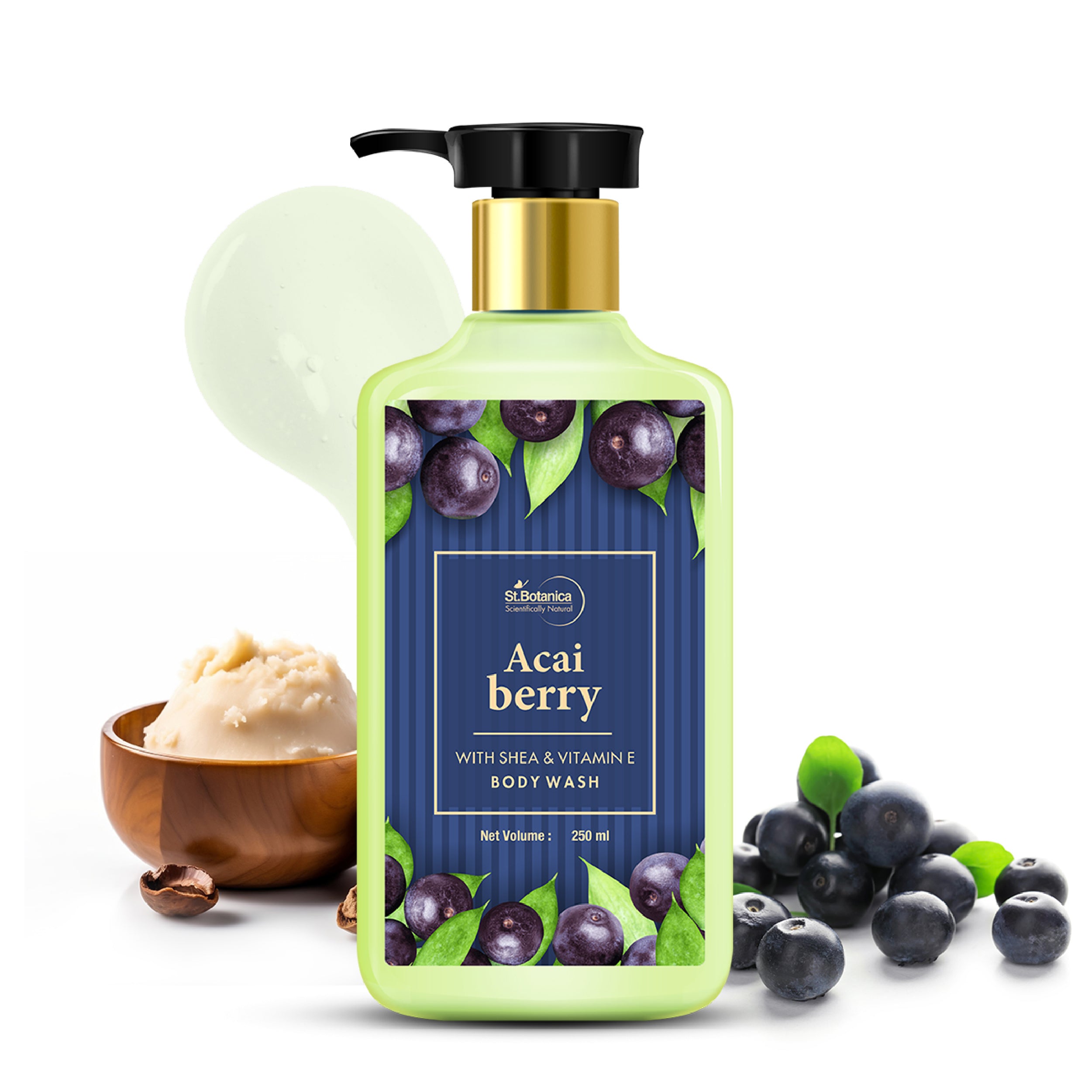 St.Botanica Acai Berry Body Wash - With Shea & Vitamin E (Shower Gel), 250 ml