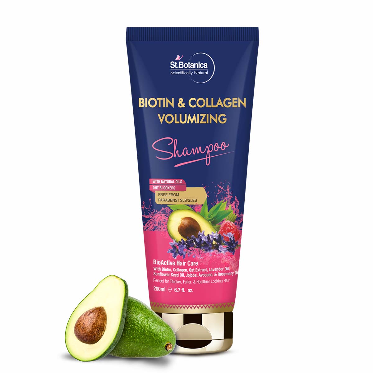 St.Botanica Biotin & Collagen Volumizing Hair Shampoo - For Thicker, Fuller and Healthy Hair - No Parabens, Sls/Sles, 200 ml