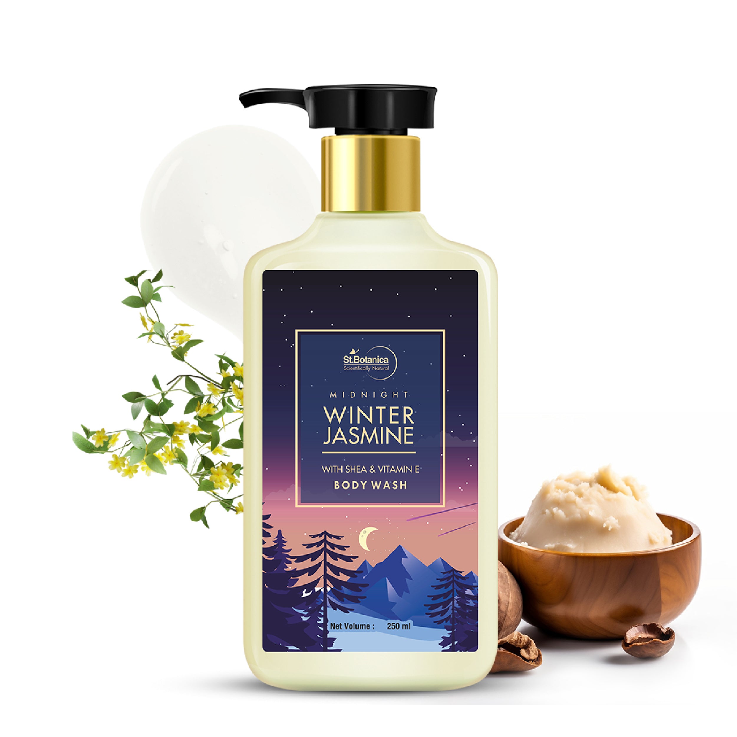 St.Botanica Midnight Winter Jasmine Body Wash With Shea & Vitamin E (Shower Gel), 250 ml