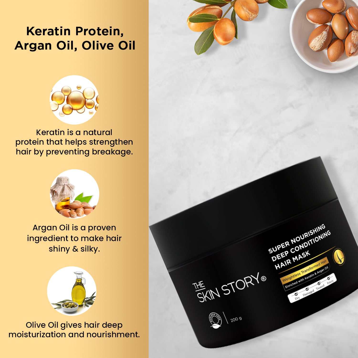 The Skin Story Super Nourishing Deep Conditioning Hair Mask | For dry , damaged and treated hair | Hair Fall Control Mask  |200g