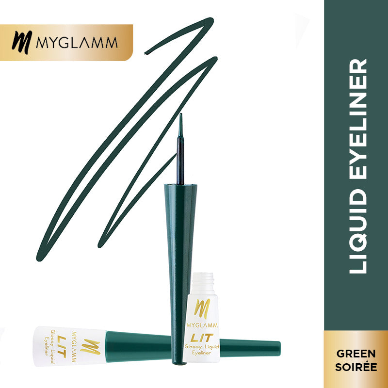 MyGlamm LIT Glossy Liquid Eyeliner-Green Soiree-3.5ml