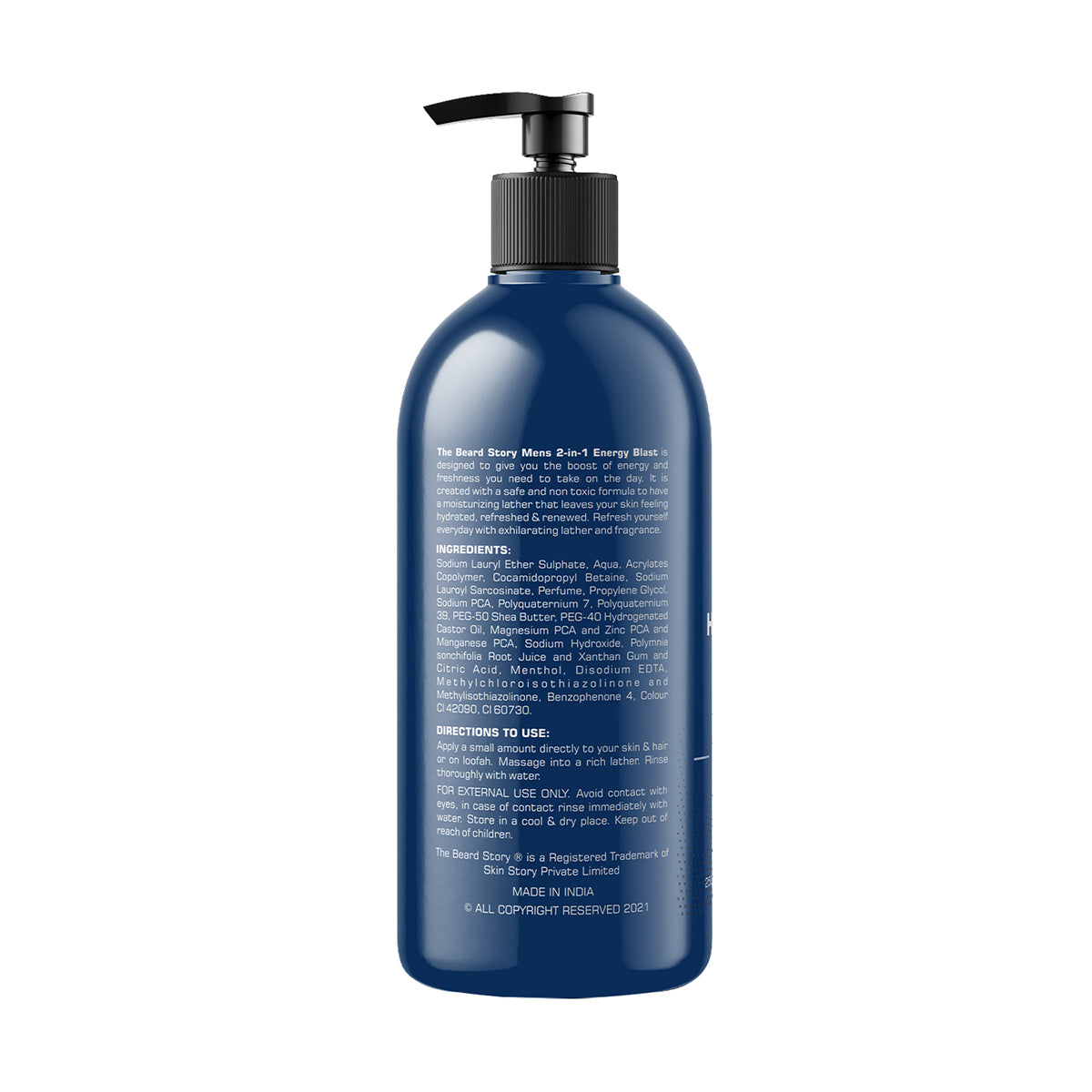 The Beard Story 2-in-1 Energy Blast, Hair & Body Wash for Men | Deep Cleansing Shower Gel | Refreshing Menthol , 250ml