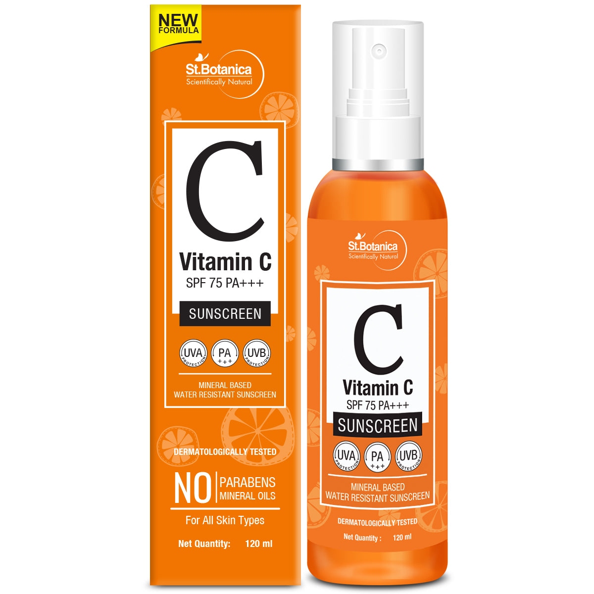 St.Botanica Vitamin C SPF 75 Dry Touch Sunscreen Lotion UVA/UVB Pa+++ - Mineral Based and Water Resistant, 120 ml (STBOT586)