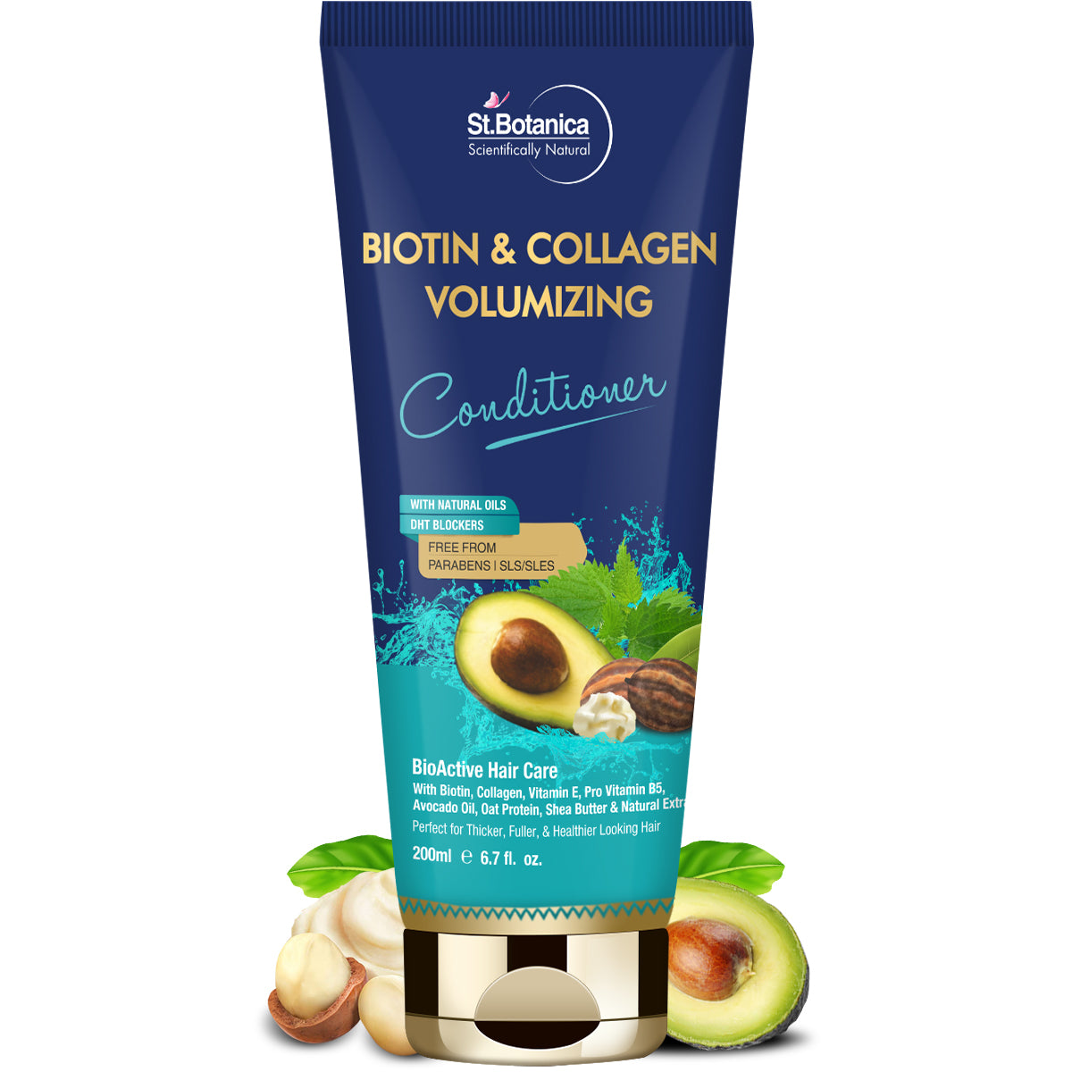 St.Botanica Biotin & Collagen Hair Conditioner, For Thicker, Fuller and Healthy Hair, With Pro-Vitamin B5, E, Avocado Oil & Shea Butter, 200 ml