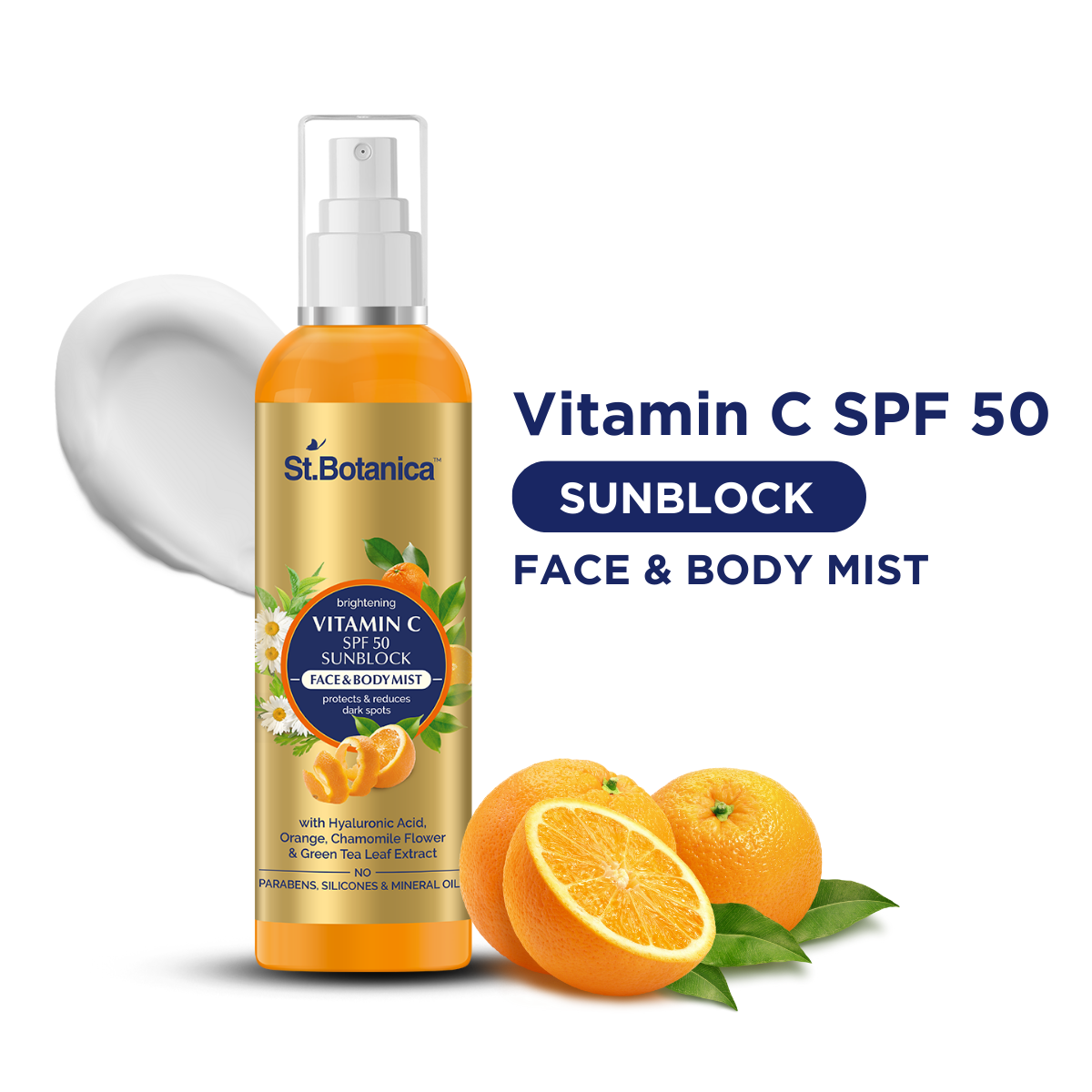 St.Botanica Vitamin C SPF 50 Sunblock Face and Body Mist Sunscreen Spray UVA/UVB Pa+++, Dry Touch, Mineral Based and Water Resistant, 120 ml (STBOT585)