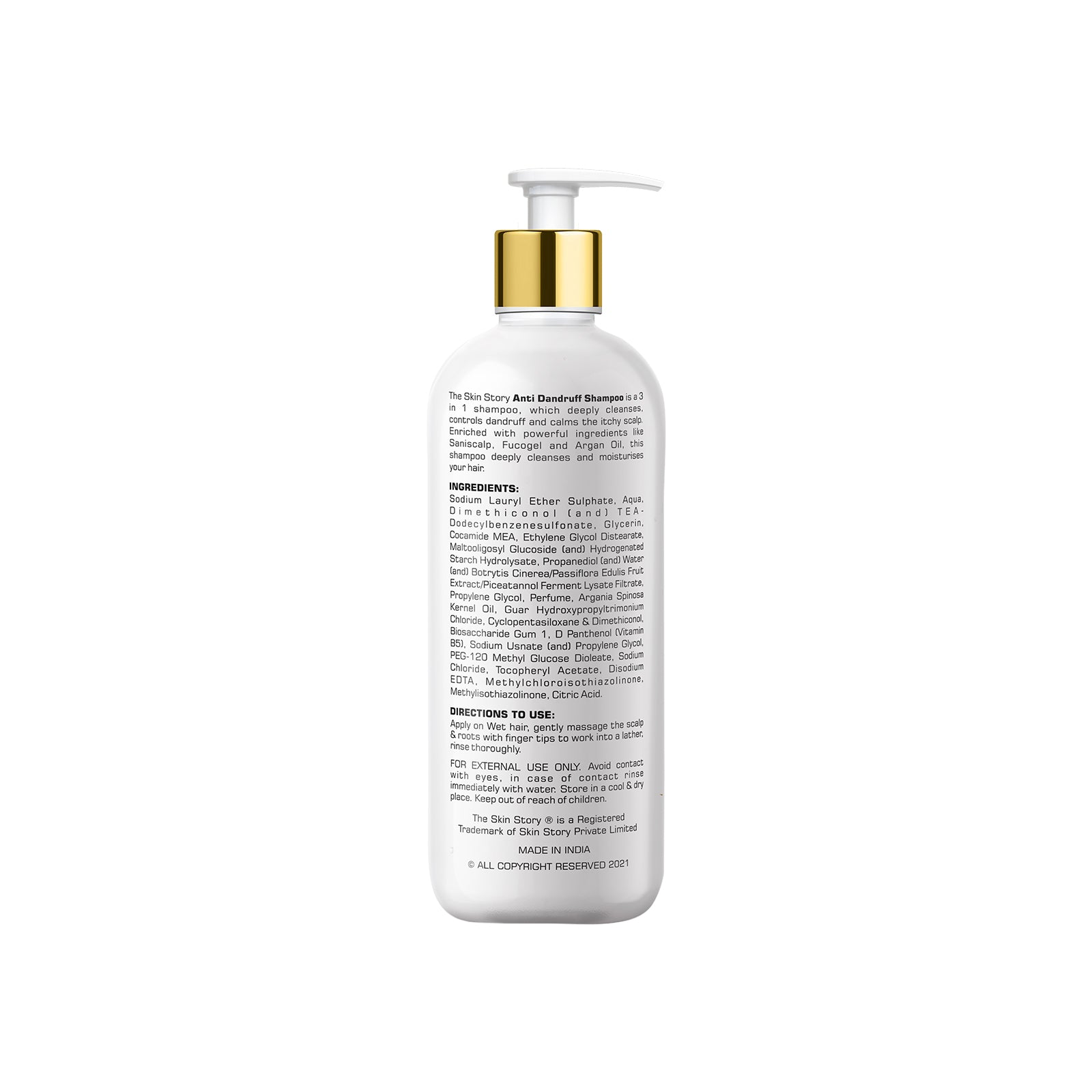 The Skin Story Dandruff Control Shampoo | Reduces Flaky Scalp & Soothes | With Saniscalp & Argan Oil | 450ml
