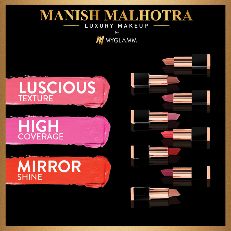 Manish Malhotra Beauty By MyGlamm Hi-Shine Lipstick-Radiant Red-4gm