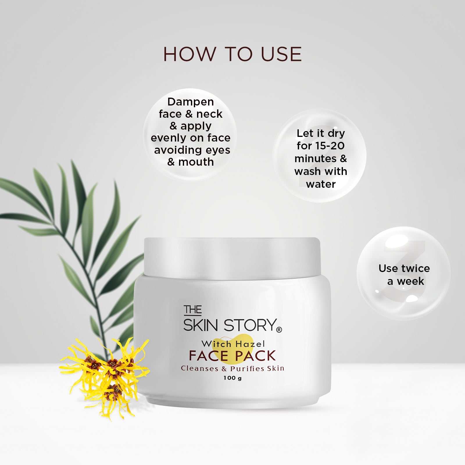 The Skin Story Deep Cleansing Face Pack for Glowing Skin | French Multani Mitti| Normal to Oily Skin | Infused with Essential Witch Hazel | 100g