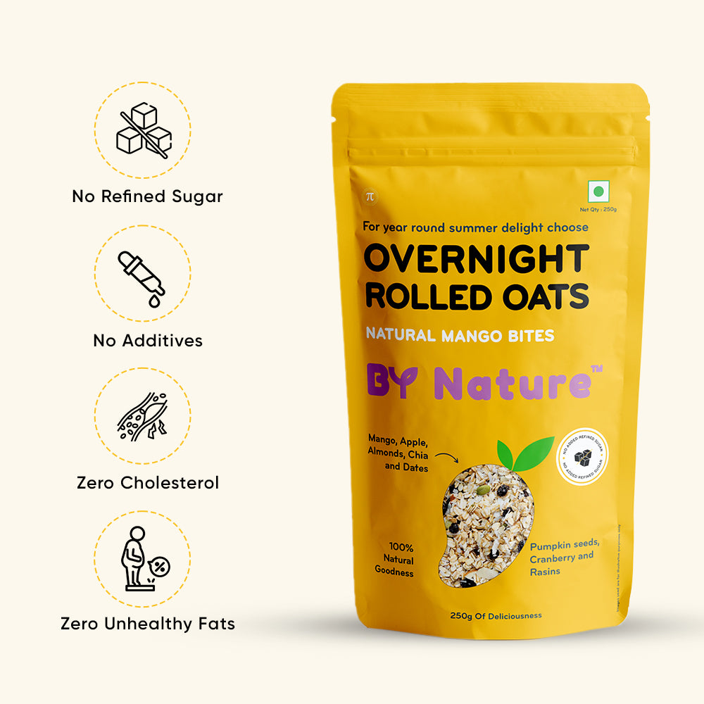 By Nature Overnight Rolled Oats - Natural Mango Bites, 250g