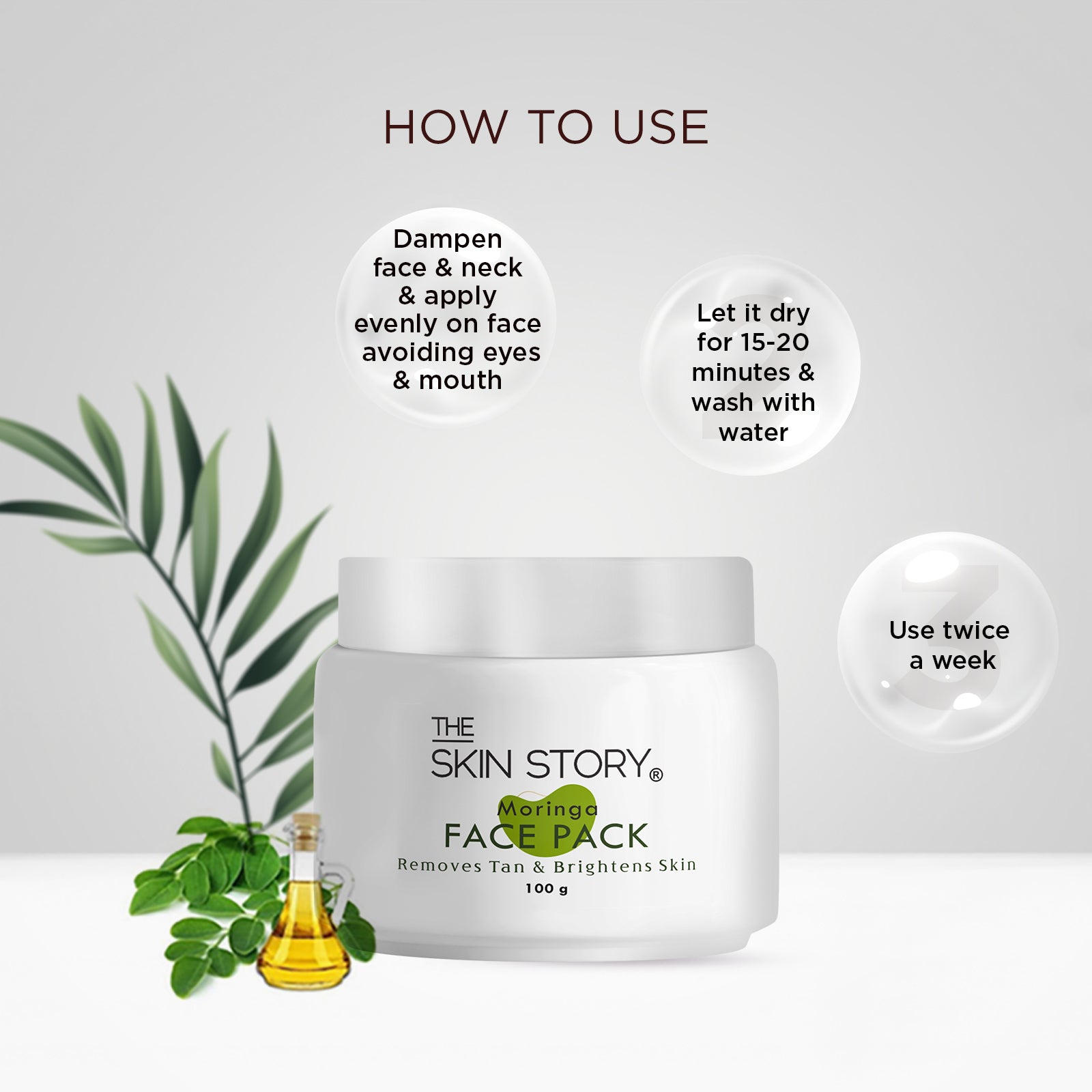 The Skin Story Purifying Face Pack For Glowing Skin| Clear Skin | Tan Removal Care | Normal to Oily Skin | Moringa & Vitamin E | 100g