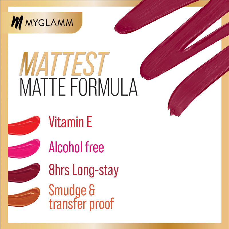 MyGlamm Ultimatte Long Stay Matte Liquid Lipstick-Berry Charmer-2.5ml