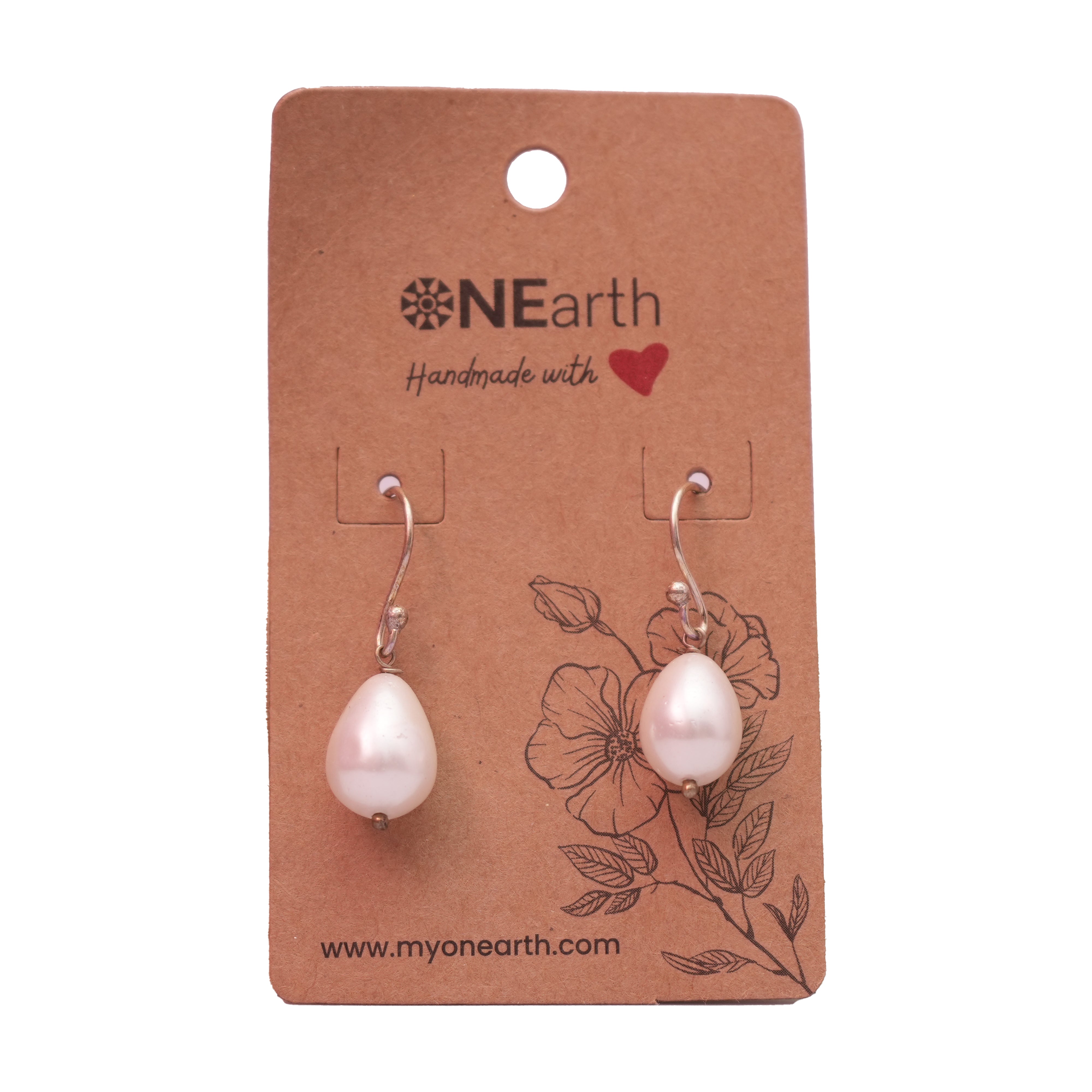 ONEarth Drop Baroque shell pearl Earrings (Silver Hook)