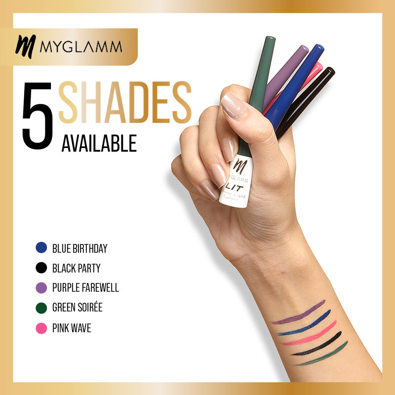 MyGlamm LIT Glossy Liquid Eyeliner-Black Party-3.5ml