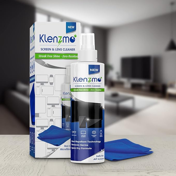 Klenzmo Screen and Lens cleaner with microfiber cloth for Computers, Mobiles, Laptops 250ml